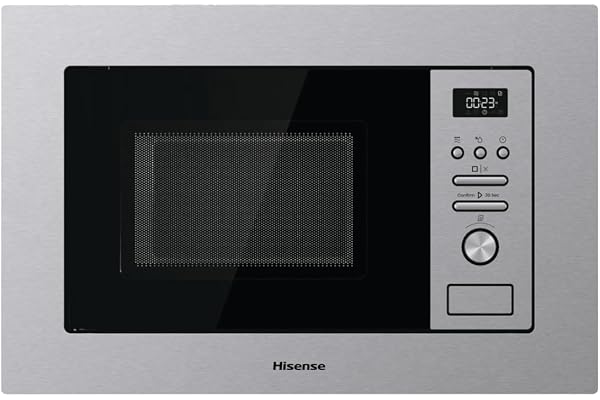 Hisense BIM320G41X Integrerat mikrovågsugn 1 000 W 20 l höjd 38,8 cm x bredd 59,5 cm rostfritt stål 5 effektnivåer 15 förinställda program, grillkombo, tina efter tid eller vikt