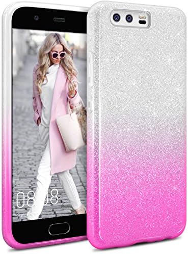 Huawei P10 Phone Case, TheBlingZ.® Sparkle Premium Hybrid Glitter Bling Bling TPU phone Case Cover For Huawei P10 - Pink Shading