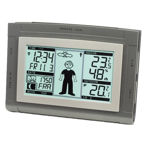 Technoline Wetterstation WS 9611-IT mit Vorhersage von Wettersituation, Anzeige von Wettertendenz und Innen- und Außentemperatur, Wettermännchen das sich Wetter entsprechend anzieht - 4