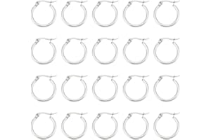 UNICRAFTALE Alrededor de 40 Uds 19mm Pendientes de Aro de Acero Inoxidable Pendientes de Aro Hipoalergénicos Componentes de Aros para Joyería de Mujer Color Acero Inoxidable
