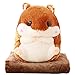 Produktbild Alpacasso 3 IN 1 Cute Braun Plüsch Hamster Dekokissen und Folding Klimaanlage Car Blanket Kissen Set.