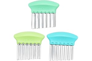 melii Stainless Steel Crinkle Cutters, 3-Pack, Wavy Knives with 3 Different Blades, Perfect for Cutting Vegetables, French Fries, Cheese, Sandwiches, Fruits - Blue, Mint, Lime
