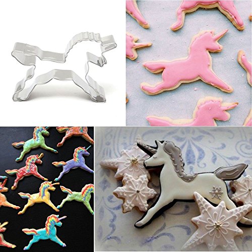 GOOTRADES 3 Stk Edelstahl Keks Cookies Ringe Cutter Mold Cake Dekorieren Biskuit Gebäck Backform, Einhorn/Giraffe/Schneemann/Eule (Einhorn) - 4