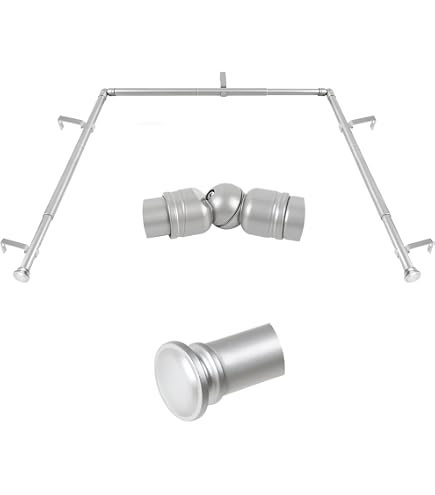 Gardinenstange Doppelt Mayrhyme Doppel-Gardinenstange Für Erkerfenster, Gebürstetes Nickel, 2,5 Cm Durchmesser, Verstellbar 81,3–213,4 Cm, Inkl. Aluminium-Endkappen & Halterungen
