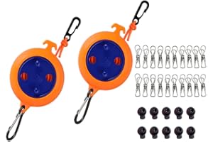 Kellegour 2 Pièces Corde à Linge Rétractable de Camping,Portable Corde à Linge de Voyage,Corde à Linge Portable Camping 8m,avec 20 Pinces+10 Boucle de Fixation,pour Voyage,Camping,Campus,Hôtel,Famille