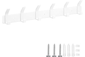 Eucomir Appendiabiti da Parete, Appendiabiti da Muro con 6 ganci, Attaccapanni da Muro Moderno, Appendiabiti da Muro per Cucina, Camera da Letto, Ufficio, Bianco Perla
