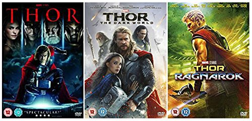 Thor 1-3 Trilogy Complete DVD Collection : Thor / Thor: The Dark World / Thor Ragnarok