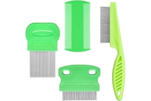 ZELHYEUU 4 Piezas Peines de Piojos, Peine para Pulgas, Peine Piojos y Liendres, Peine de Dientes de Doble Cara, Peine para piojos de Dientes Finos, para Eliminar la Caspa o los Piojos