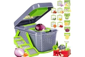 HOME KOKO LOOK 22-IN-1 Mandolina de Cocina Cortador de Verduras Manula Cortador Potatas Rallador de Cocina Vegetable Chopper Mandolina Corta Verduras Cortador de Dados y Juliana de Verduras Kitchen Must Have
