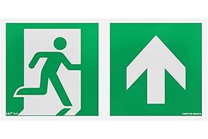 ‎NOTLOK SAFETY WORK notlok Safety Work - Notausgangsschild Nachleuchtend [ 15x30 cm ] | PVC Platte mit Schaumstoffklebeband | DIN EN ISO 7010, DIN67510 | Fluchtwegschilder Nachleuchtend - Verschiedene Konfigurationen