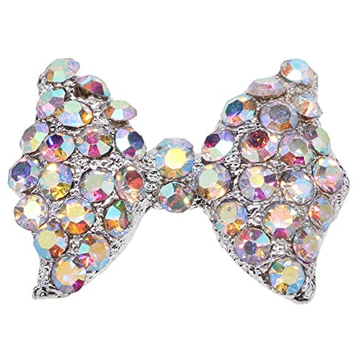 10x 3D Pink Alloy Rhinestone Bow Tie Butterfly Nail Art tip Glitter Decoration