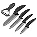 Produktbild INTEY Keramikmesser Set mit Schutzhülle Kochmesser aus gesundem Zirkonium 4-teilig edle Küchenmesser und 1 Sparschäler Schwarz