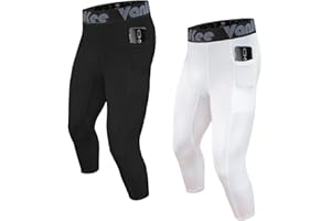 VanKee Pantalon De Compression 3/4 avec Pochepour Hommes Legging De Sport à Évacuation d'Humidité Séchage Rapide Base Layer Long Tight Conçu pour Basket-Ball Football Et Fitness