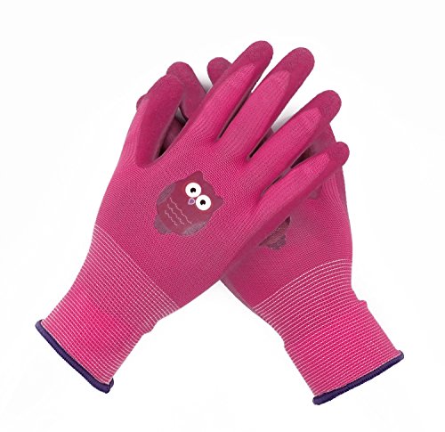 Gartenhandschuhe Arbeitshandschuhe Handschuhe Rutschfeste Montagehandschuhe Nahtlos mit Vollfinger Latexkratzer Beschichtung, 1 Paar,Größe:9(L) Pink