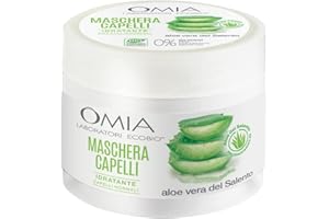 Omia - Maschera Per Capelli Erboristica con Aloe Vera del Salento, Trattamento Idratante e Illuminante per Capelli Secchi, Maschera per Lavaggi Frequenti, Senza Siliconi e SLES - Flacone da 250 ml