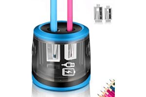 ARPDJK Taille-crayon électrique avec alimentation secteur USB et pile,2 trous très résistant électronique automatique Taille-crayon avec récipient pour enfants,artistes,classe et le bureau