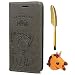 Produktbild Flip Handy Schutzhülle für Samsung Galaxy A7 2018 Case Cover mit Tier Kable Stift, Stoßfest Weich PU Leder Brieftasche Damen Herren Karten Magnet Stand Halter Klappetui (Grau)
