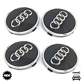 Adecuado para modelos merh. Juego de 4 embellecedores para Audi Llantas, de 61 mm, 4M0601170, color negro Tapas centrales Tapacubos centrales de llantas / Wheel Center Caps / Nabenkappen