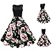 Produktbild feiXIANG frauen blumen elegante Ärmelloses Printkleid Blumendruck Damen kleid Druckkleider ärmellose vintage Mädchen kleid ballkleid Cocktailkleid (S, Schwarz)