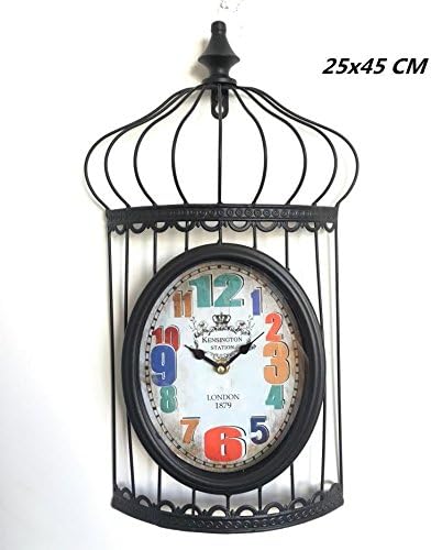 CHLWWContinental Us-Style Village French Retro Iron Styling Creative Birdcage Hang Of Children Living Room Wall Clock