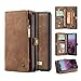Produktbild CaseMe Leder Huawei P20 Pro hülle, Echt Leder Handytasche Flip Cover für Huawei P20 Pro Geldbörse mit Reißverschluss großes Fach, Ständer, 13 x Kreditkarte Slots und Bilderrahmen (P20 Pro, braun)