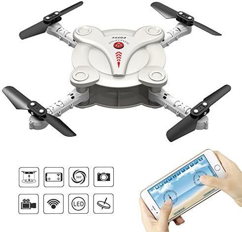 RC Quadcopter Drone with FPV Camera - Flexiable Foldable Aerofoils - App and Wifi Control UAV - Altitude Hold 3D Flips &amp; Rolls- 6-Axis Gyro Gravity Sensor RTF Helicopter by Kidcia (White)