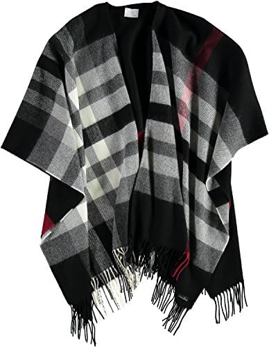 FRAAS Women's Acryl Poncho Pashmina, Black-Schwarz (Black 990), One Size