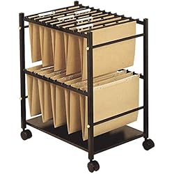 OFITURIA ® Carrito Archivador Con Soporte Para Carpetas Colgantes Apilables Tamaño Folio Fabricado En Hierro, Color Negro 65x54x39 cm