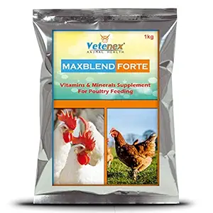 VETENEX Maxblend Forte - Poultry Growth Promoter with Vitamins & Minerals Supplement for Poultry, Birds & Chicken - 1 Kg