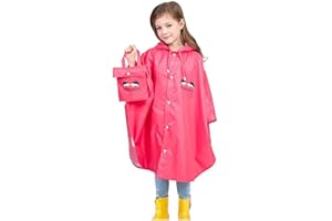 Wetry Poncho Pluie Enfant Cape de Pluie Manteau Imperméable Fille Garçon Veste Anti Pluie Léger Respirant et Réutilisable pour 75-170cm