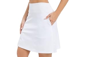 JOJOANS 20" Knee Length Tennis Skirts for Women with Shorts High Waisted Long Athletic Golf Skorts Skirts for Women with Pockets