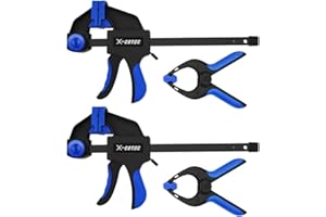 X-COTEC Morsetti da Falegname, Morsetti per Barra Cricchetto, Morse per Legno a Sgancio Rapido 4 pezzi, con 2 Pezzi da 4" e 2 Pezzi da 6", Fissaggio Preciso dei Pezzi, per la Lavorazione del Legno