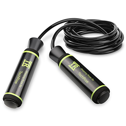 Skipping Rope,TechRise Speed Skipping Jump Jumping Rope with Skin-friendly Handle and Adjustable Soft Rope for Fitness Workouts Fat Burning Exercises and Boxing - Black