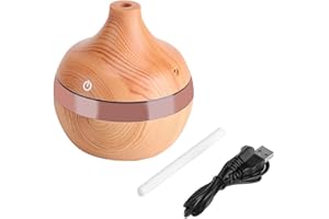 REGUN 300ml USB Wood Grain Air Humidifier, LED Touch Humidifier, Oil Purifier Oil Diffuser, for Home, Yoga, Office, Spa, Bedroom, Baby Room, 5.15" x 5.15" x 4.53"
