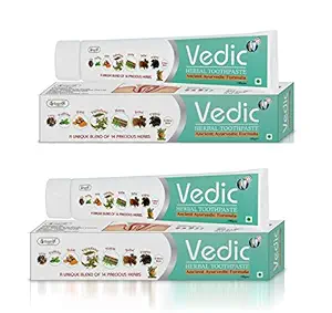 Vringra HERBAL Toothpaste for Healthy & Shining Teeth | A unique Blend of 14 Precious Herbs | Neem,Meswak,vajardanti,Pudina,laung Babul & Many More | Ayurvedic Toothpaste 100gm (Pack Of 2)