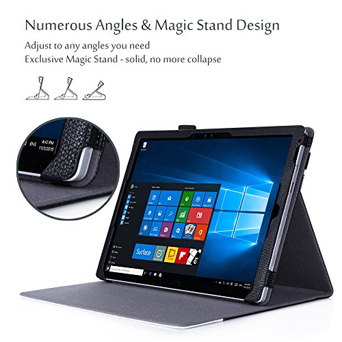 ProCase New Surface Pro Case 2017/Surface Pro 4/Surface Pro 3 Case - Premium Folio Cover Case for New Microsoft Surface Pro 2017/Pro 4/Pro 3, Compatible with Type Cover Keyboard (Black)