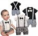 Baby Boy Wedding Christening Formal Wear Check Tuxedo Suit Romper Bodysuit Outfit Clothes (12-18 Months, White)
