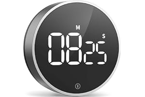 VOCOO Digital Kitchen Timer: Magnetic Countdown Countup Egg Timer with Large LED Display Adjustable Volume and Brightness, Easy to Use for Kids Elderly, Perfect for Classroom Home Work (space grey)