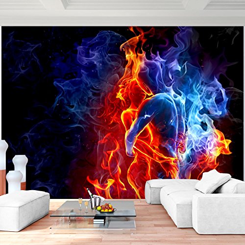 Fototapete Fire & Ice 352 x 250 cm - Vliestapete - Wandtapete - Vlies Phototapete - Wand - Wandbilder XXL - !!! 100% MADE IN GERMANY !!! Runa Tapete 9048011b