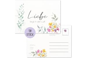 ‎THINGS OF HAPPINESS Things of Happiness Ballonflugkarten Hochzeit | 50 gelochte Ballonflugkarten als Hochzeitsspiel | Flugkarten für Luftballons extra leicht und gelocht (Pastell Blumen 50 Stück)