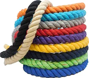Ravenox Natural Twisted Cotton Rope | (Natural White)(1/2 Inch x 50 Feet) | Made in The USA | Strong Triple-Strand Rope for Sports, D�?cor, Pet Toys, Crafts, Macram�? & Indoor Outdoor Use