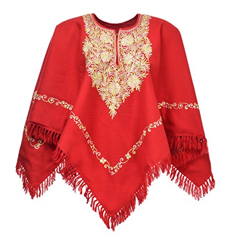 Buy Kashmiri Women's Poncho Hand Embroided (Red) Online at Low Prices in  India | Kashmiri Women's Poncho Hand Embroided (Red) Reviews, Ratings |  IdeaKart.com India