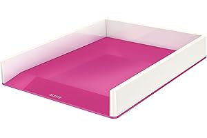 Leitz Bandeja de sobremesa WOW con combinación dual de color, A4, Blanco/Fucsia metalizado, 53611023