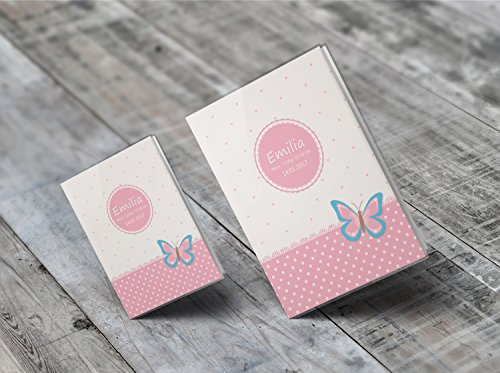 U-Heft Hülle SET rosa Herzchen Schmetterling Elefant Cupcakes Untersuchungsheft Hülle & Impfpasshülle personalisierbar mit Namen und Geburtsdatum - 9