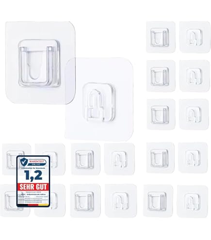 Melldrry 18 Stück Selbstklebende Wandhaken – Transparent & Wasserdicht, Doppelseitige Klebehaken, Belastbar Bis 10 Kg, Rückstandsfrei Entfernbar, Ohne Bohren