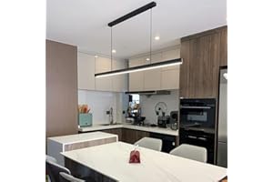 LANEKD Lampa wisząca LED Stół do jadalni Ściemnialna lampa do jadalni Nowoczesna lampa wisząca Biuro Regulowana wysokość Żyrandol Lampa do salonu (L120 CM, czarny)