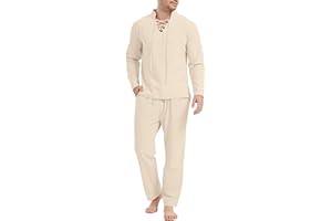 YAOHUOLE Męska bawełniana koszula i spodnie 2-częściowe zestawy strojów na co dzień letnie ubrania wakacyjne plaża garnitury ślubne