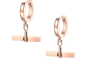 Happiness Boutique Orecchini a Cerchio Barretta Oro Rosa | Orecchini Tondi Bijoux Acciaio Inossidabile