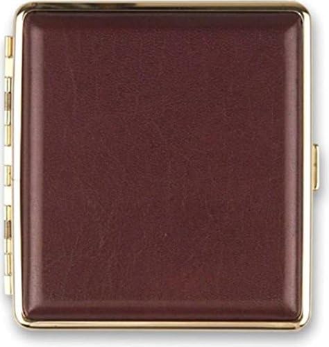 Zigarettenetui PearlLeather Dark Red/Double-Sided/Iron/Frame Gold 20 Kingsize Cigarette Case
