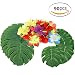 Produktbild Sinoem 90 Stück Tropical Party Dekoration liefert 14" und 8" Tropical Palm Monstera Blätter und Hibiskusblüten, Künstliche Pflanzen Simulation Blätter Blumen für Hawaiianische Luau Dschungel Party